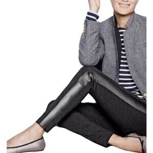 J. Crew Black Tall Pixie Leather Trim Tuxedo Stripe Skinny Pants 0 NWOT